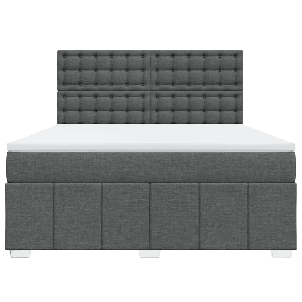 vidaXL Κρεβάτι Boxspring με Στρώμα Σκούρο Γκρι 180x200 εκ Υφασμάτιν