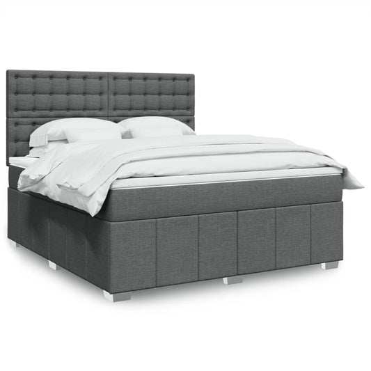 vidaXL Κρεβάτι Boxspring με Στρώμα Σκούρο Γκρι 180x200 εκ Υφασμάτιν
