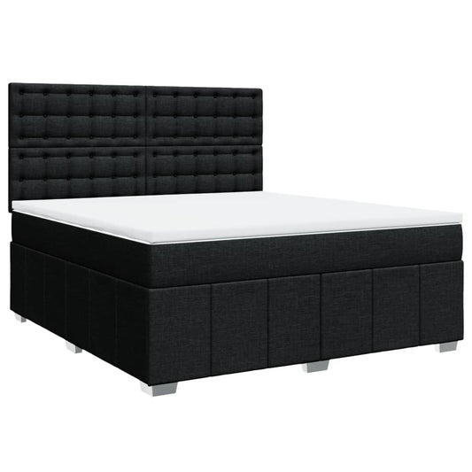 vidaXL Κρεβάτι Boxspring με Στρώμα Μαύρο 180x200 εκ. Υφασμάτινο