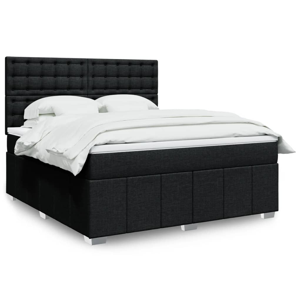 vidaXL Κρεβάτι Boxspring με Στρώμα Μαύρο 180x200 εκ. Υφασμάτινο