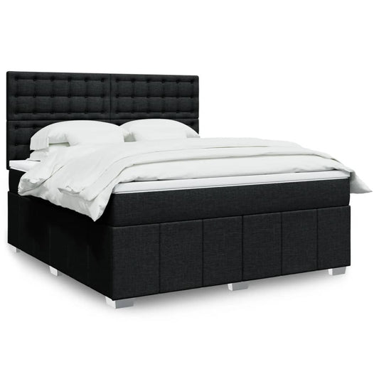 vidaXL Κρεβάτι Boxspring με Στρώμα Μαύρο 180x200 εκ. Υφασμάτινο