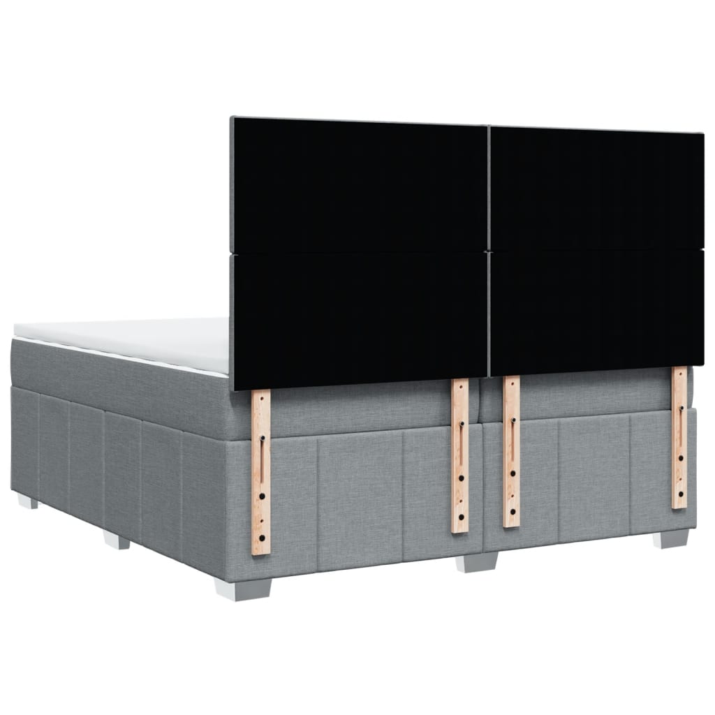 vidaXL Κρεβάτι Boxspring με Στρώμα Ανοιχτό Γκρι 200x200 εκ. Υφασμάτινο