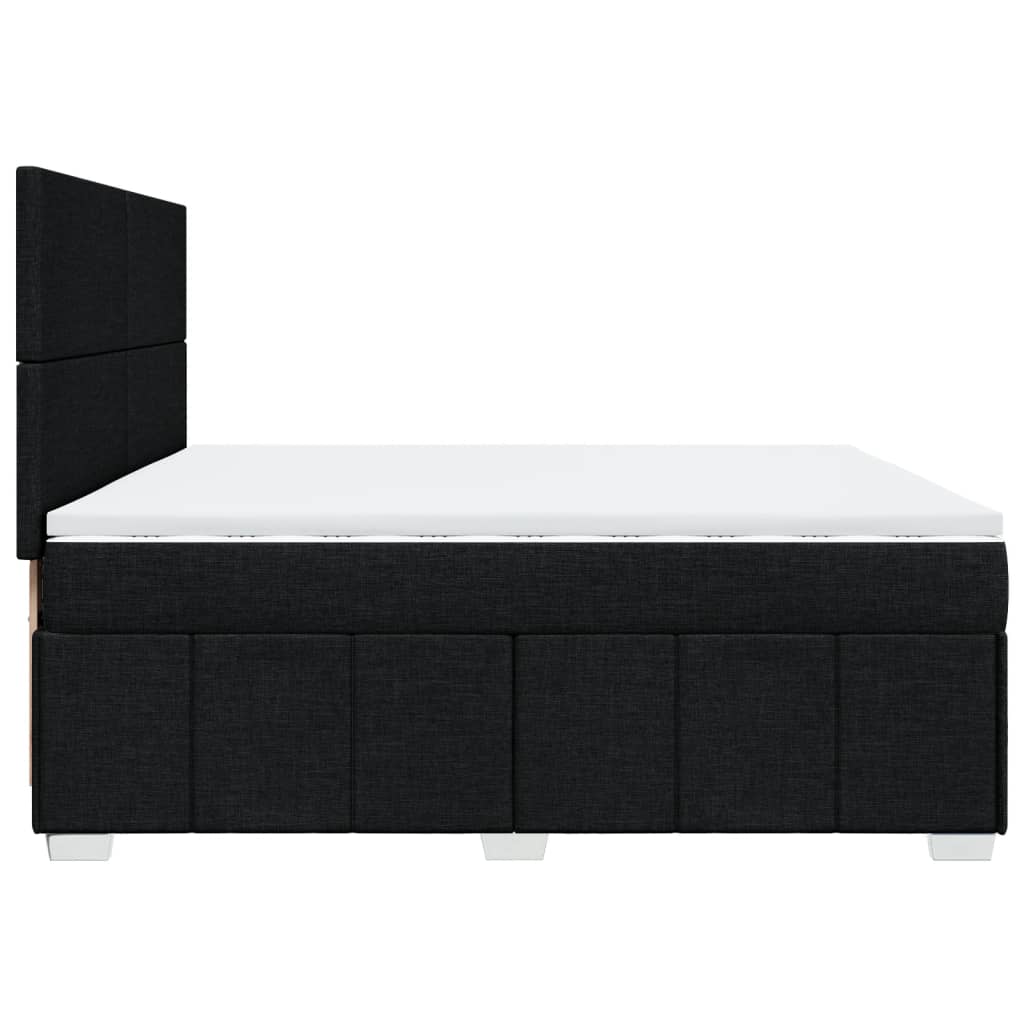 vidaXL Κρεβάτι Boxspring με Στρώμα Μαύρο 200x200 εκ. Υφασμάτινο