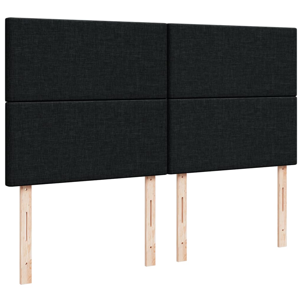 vidaXL Κρεβάτι Boxspring με Στρώμα Μαύρο 200x200 εκ. Υφασμάτινο