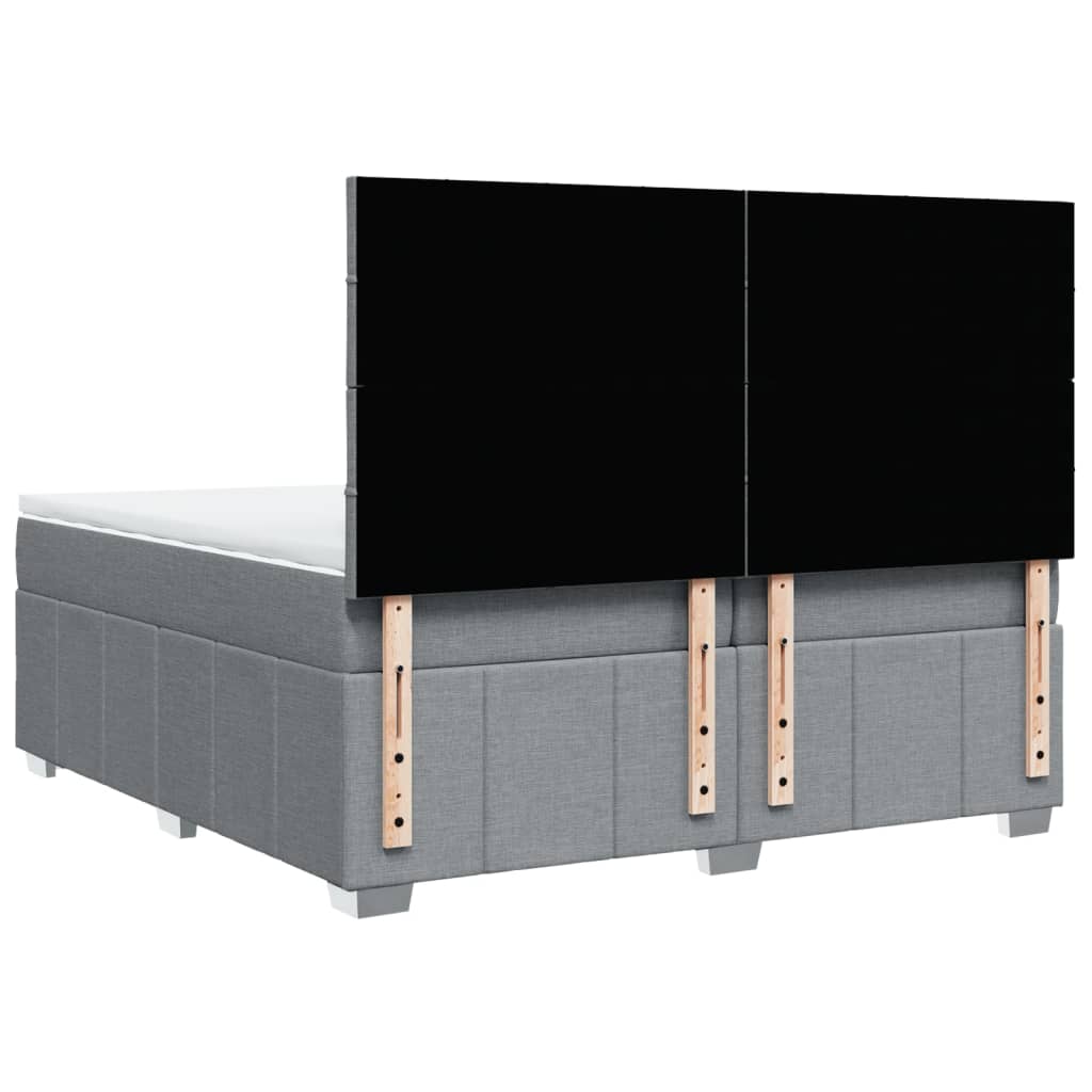 vidaXL Κρεβάτι Boxspring με Στρώμα Ανοιχτό Γκρι 200x200 εκ. Υφασμάτινο