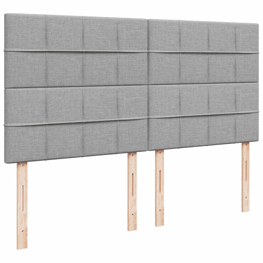 vidaXL Κρεβάτι Boxspring με Στρώμα Ανοιχτό Γκρι 200x200 εκ. Υφασμάτινο