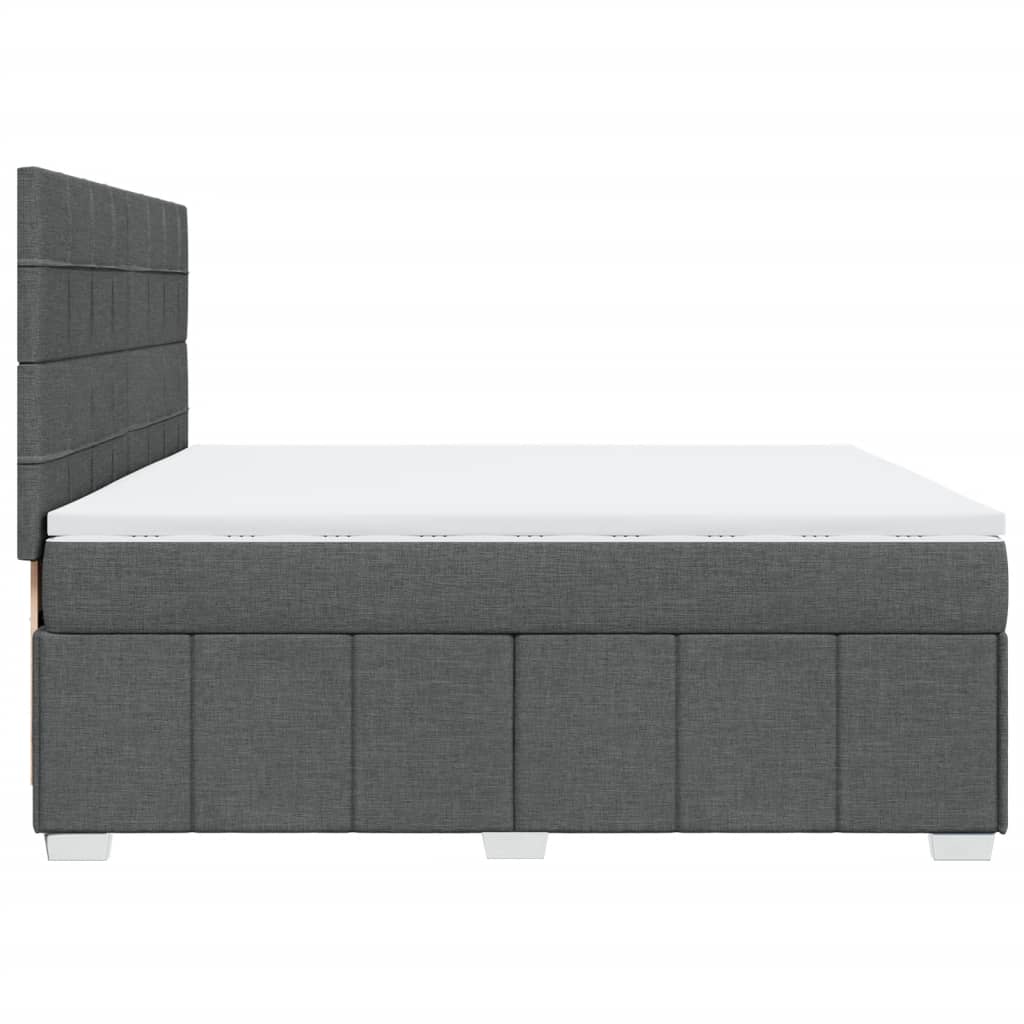 vidaXL Κρεβάτι Boxspring με Στρώμα Σκούρο Γκρι 200x200 εκ. Υφασμάτινο
