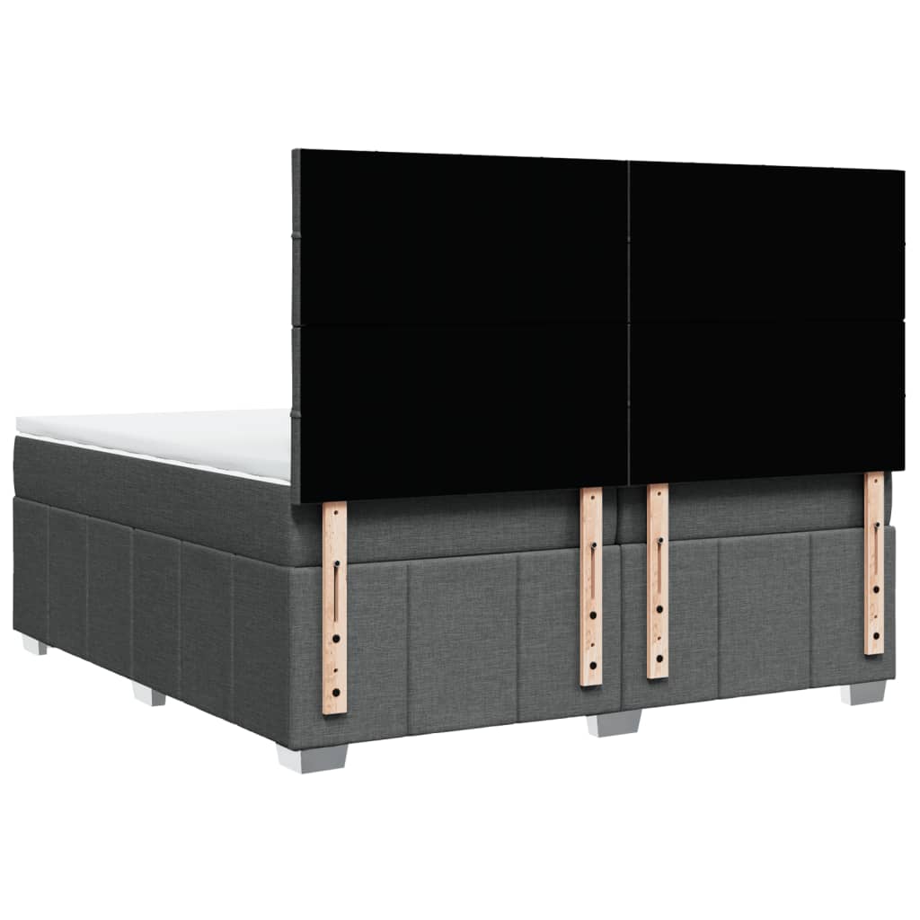 vidaXL Κρεβάτι Boxspring με Στρώμα Σκούρο Γκρι 200x200 εκ. Υφασμάτινο