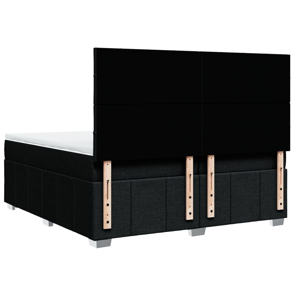 vidaXL Κρεβάτι Boxspring με Στρώμα Μαύρο 200x200 εκ. Υφασμάτινο