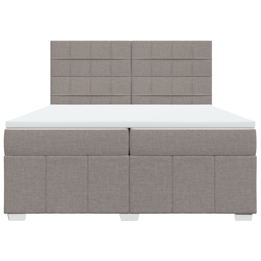 vidaXL Κρεβάτι Boxspring με Στρώμα Taupe 200x200 εκ. Υφασμάτινο