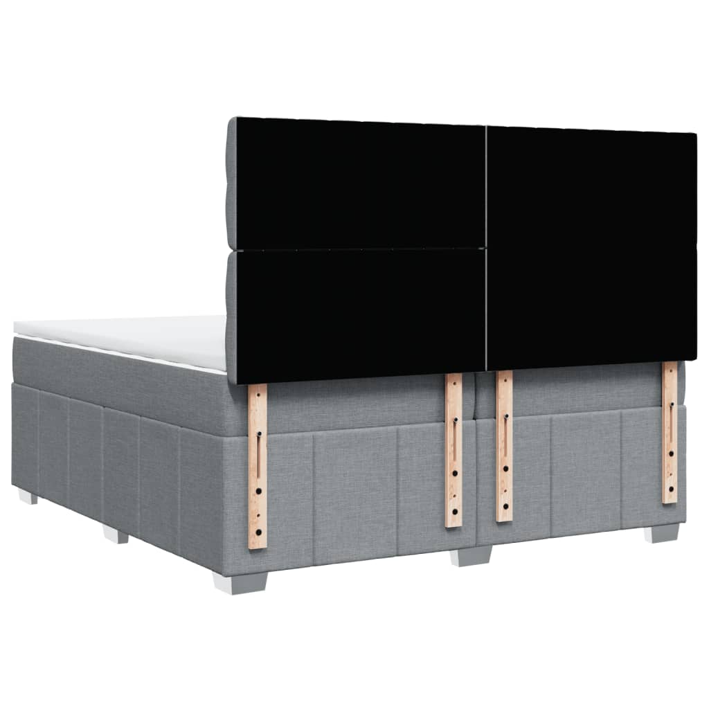 vidaXL Κρεβάτι Boxspring με Στρώμα Ανοιχτό Γκρι 200x200 εκ. Υφασμάτινο
