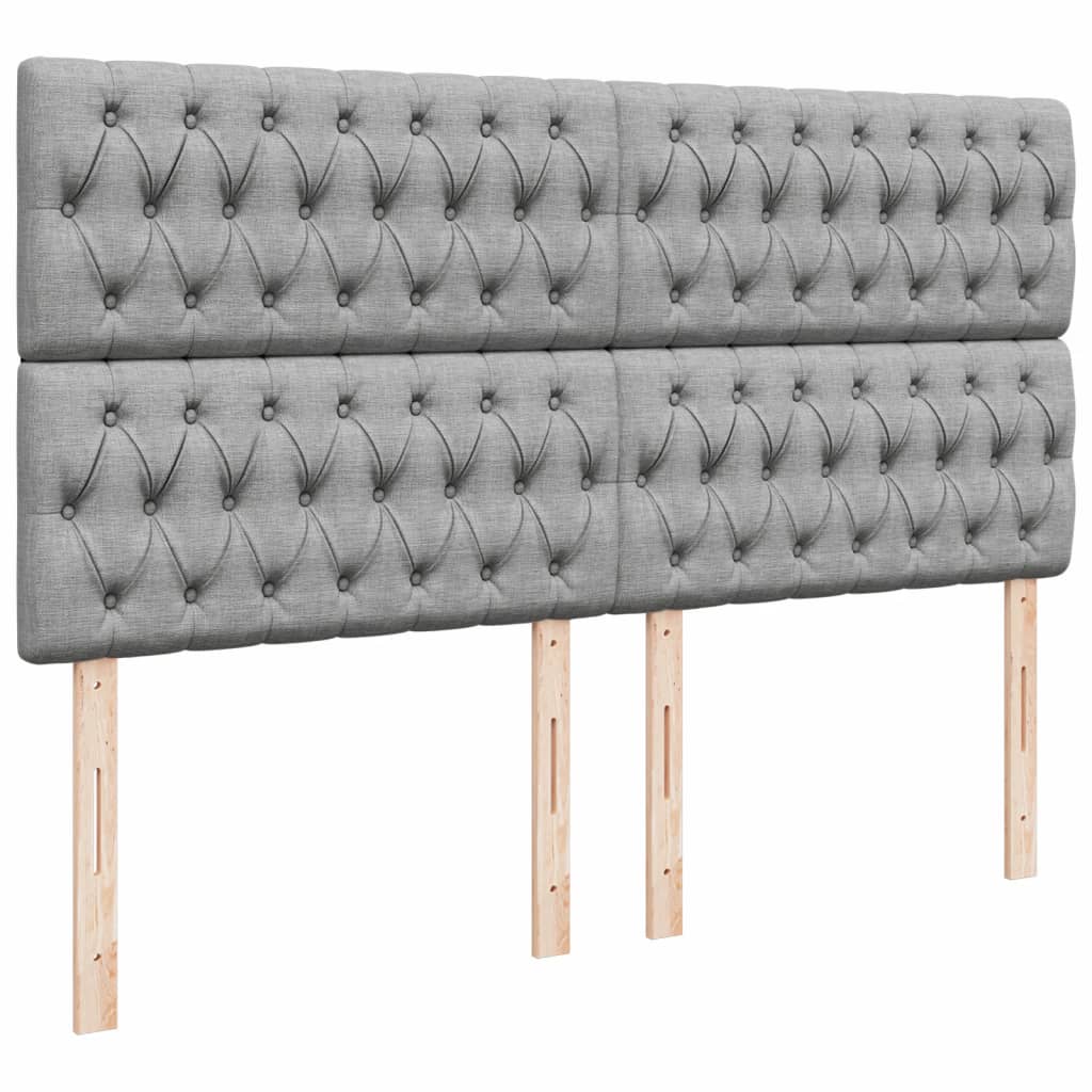 vidaXL Κρεβάτι Boxspring με Στρώμα Ανοιχτό Γκρι 200x200 εκ. Υφασμάτινο