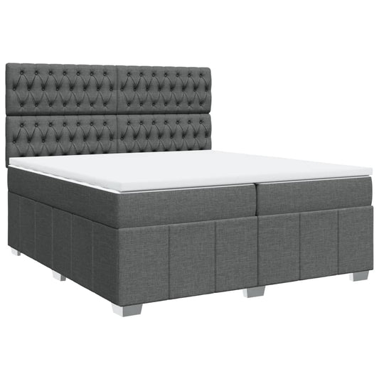 vidaXL Κρεβάτι Boxspring με Στρώμα Σκούρο Γκρι 200x200 εκ. Υφασμάτινο