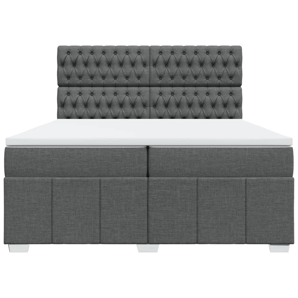 vidaXL Κρεβάτι Boxspring με Στρώμα Σκούρο Γκρι 200x200 εκ. Υφασμάτινο