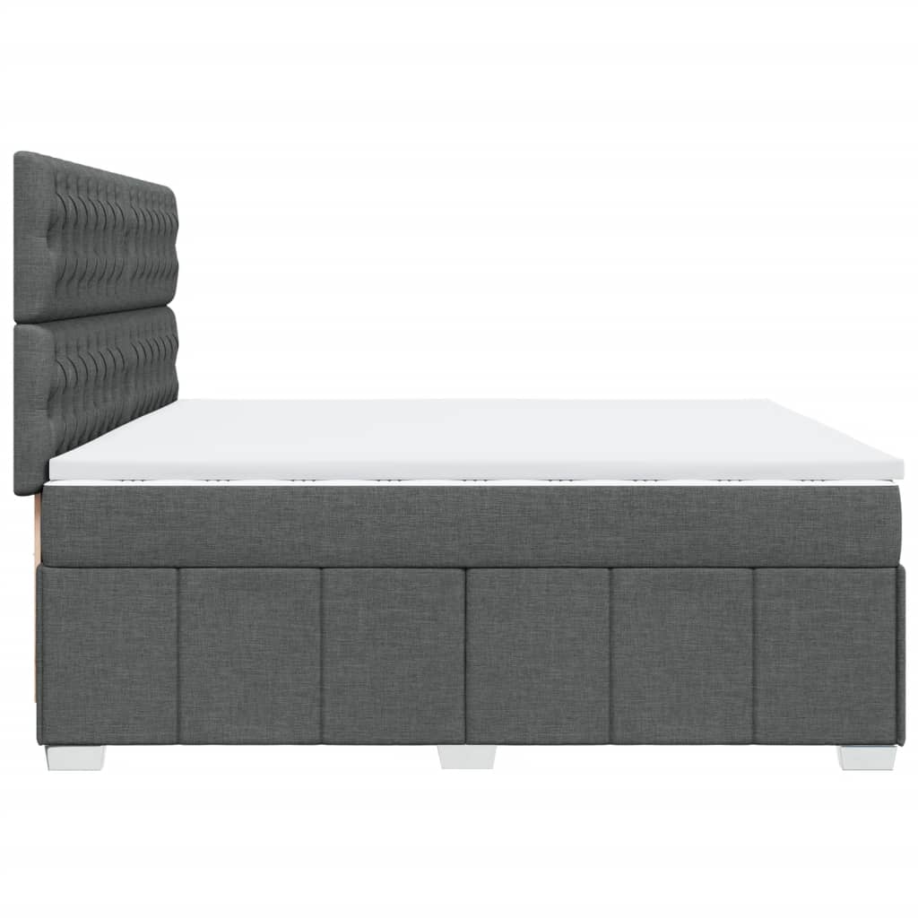 vidaXL Κρεβάτι Boxspring με Στρώμα Σκούρο Γκρι 200x200 εκ. Υφασμάτινο