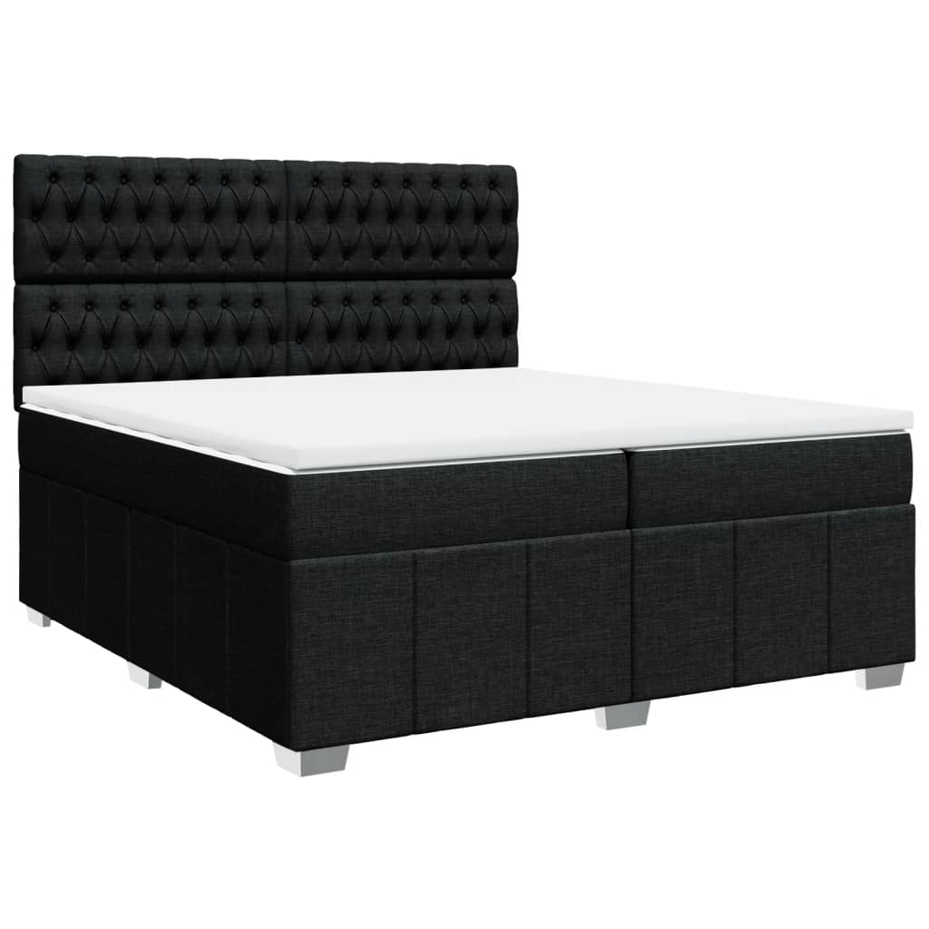 vidaXL Κρεβάτι Boxspring με Στρώμα Μαύρο 200x200 εκ. Υφασμάτινο