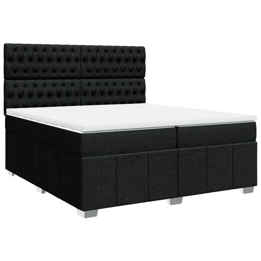 vidaXL Κρεβάτι Boxspring με Στρώμα Μαύρο 200x200 εκ. Υφασμάτινο