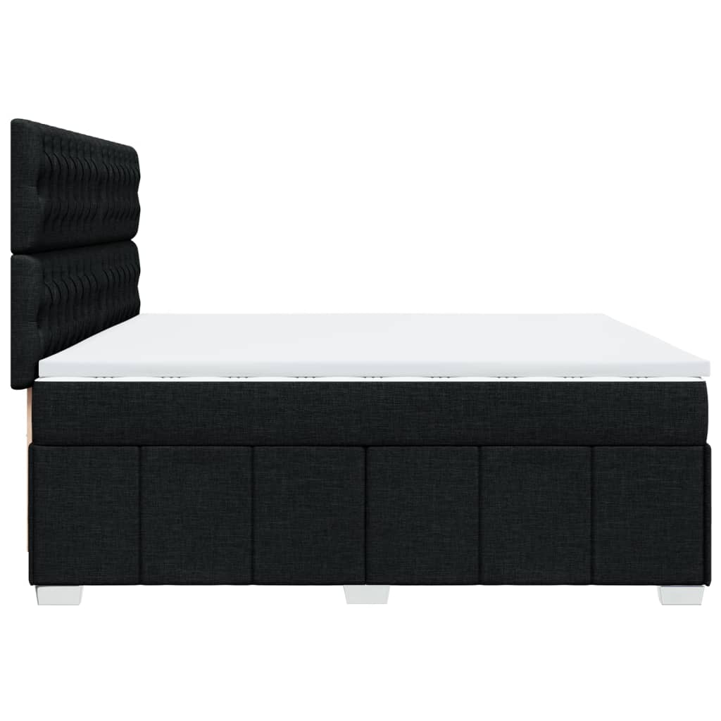 vidaXL Κρεβάτι Boxspring με Στρώμα Μαύρο 200x200 εκ. Υφασμάτινο