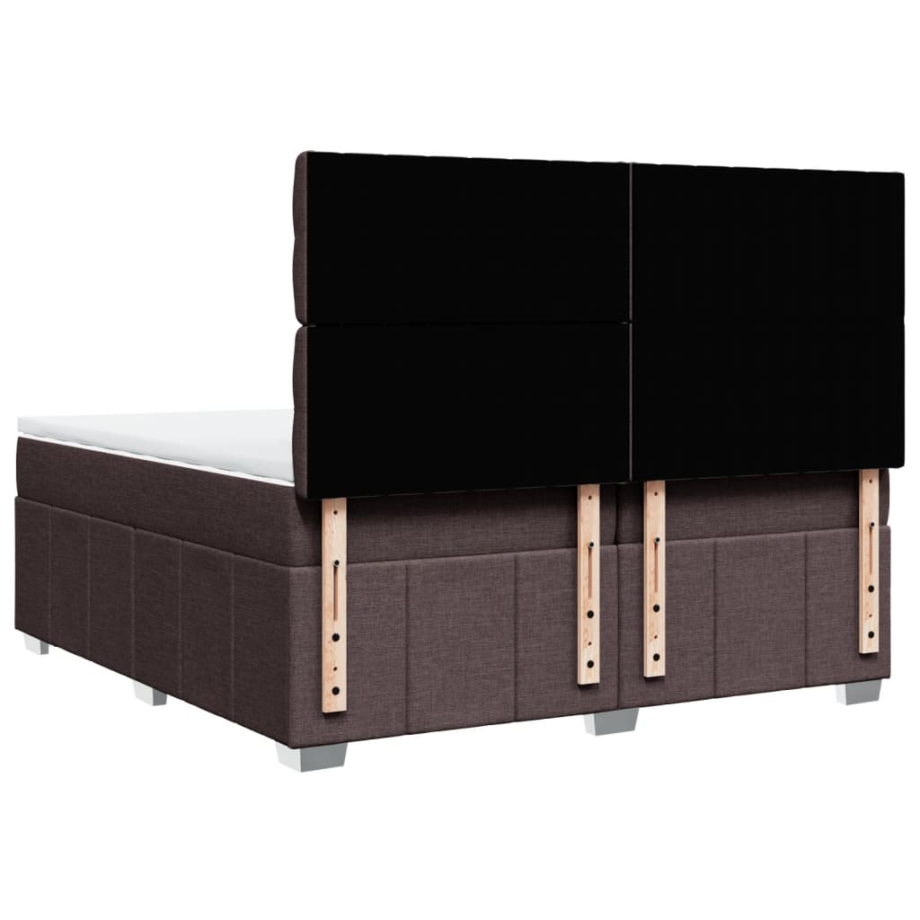 vidaXL Κρεβάτι Boxspring με Στρώμα Σκούρο Καφέ 200x200 εκ. Υφασμάτινο