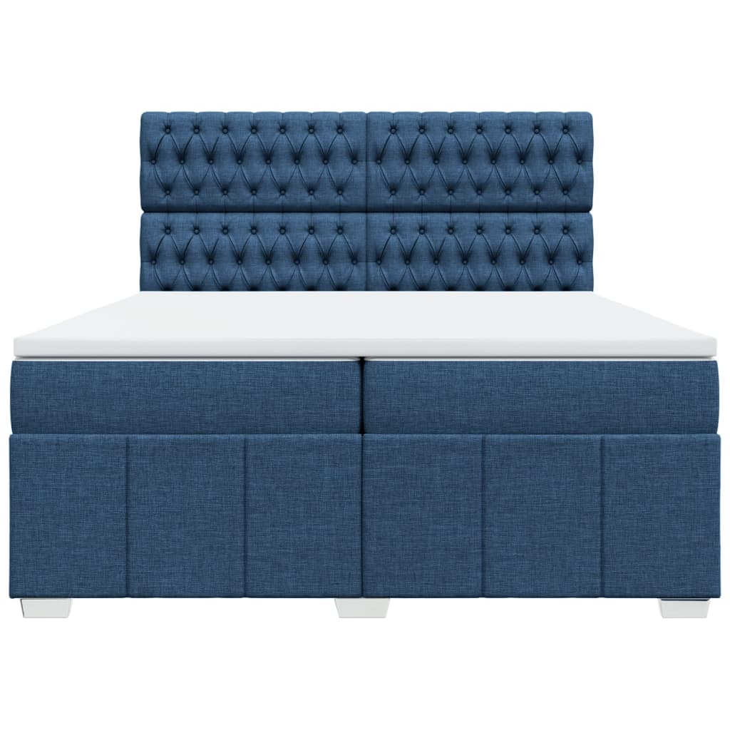 vidaXL Κρεβάτι Boxspring με Στρώμα Μπλε 200x200 εκ. Υφασμάτινο