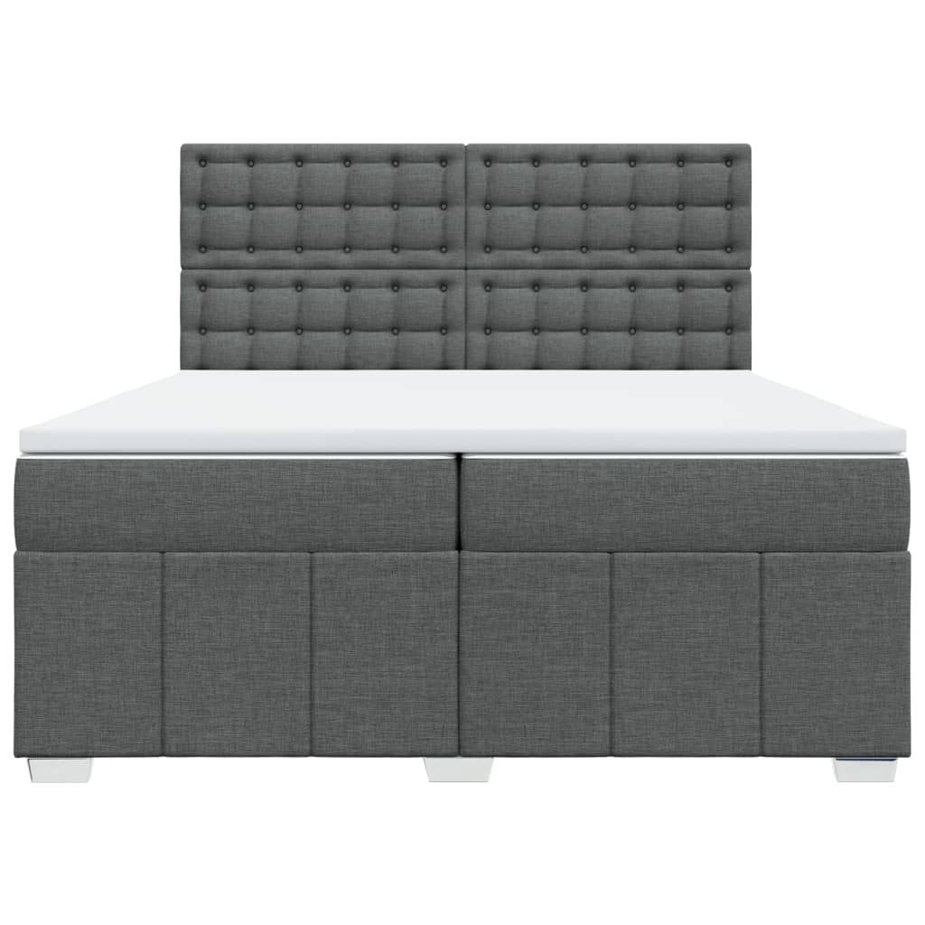 vidaXL Κρεβάτι Boxspring με Στρώμα Σκούρο Γκρι 200x200 εκ. Υφασμάτινο