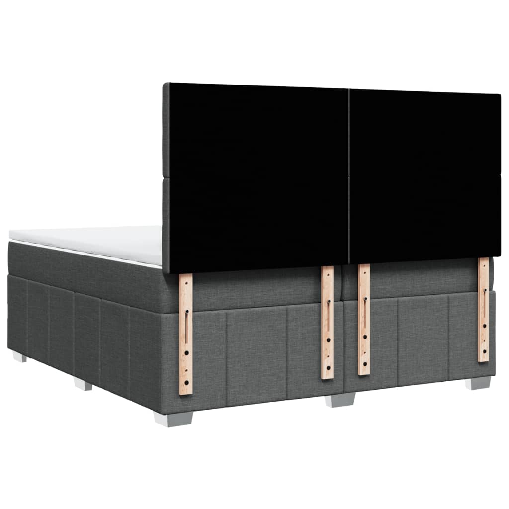 vidaXL Κρεβάτι Boxspring με Στρώμα Σκούρο Γκρι 200x200 εκ. Υφασμάτινο