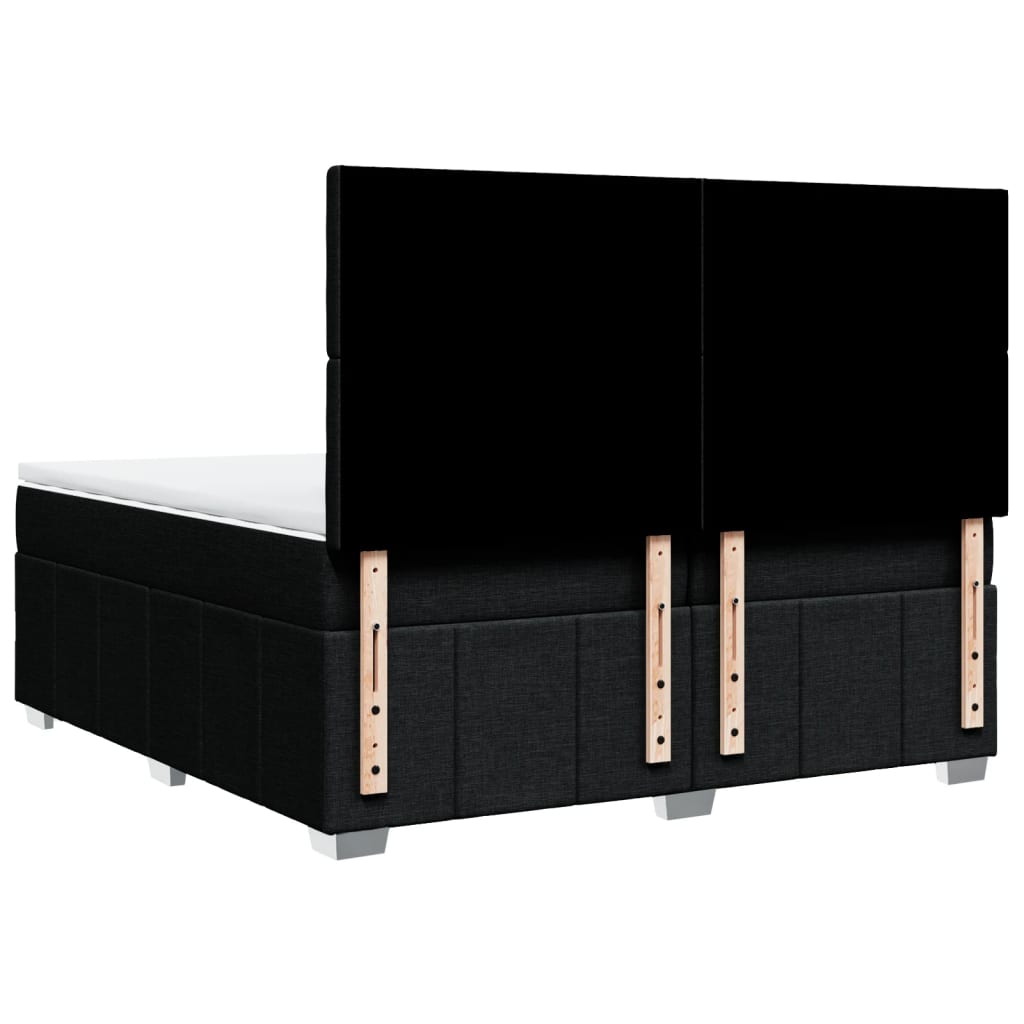 vidaXL Κρεβάτι Boxspring με Στρώμα Μαύρο 200x200 εκ. Υφασμάτινο
