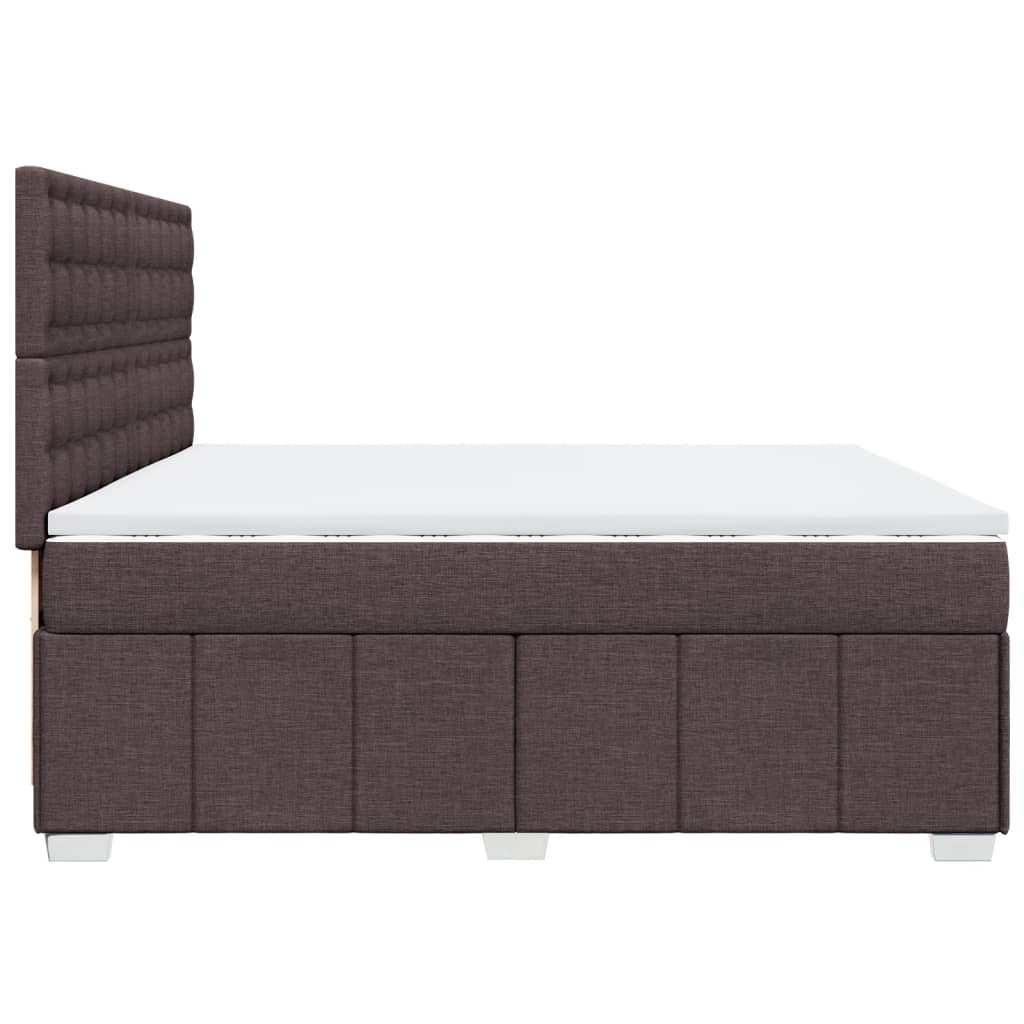 vidaXL Κρεβάτι Boxspring με Στρώμα Σκούρο Καφέ 200x200 εκ. Υφασμάτινο