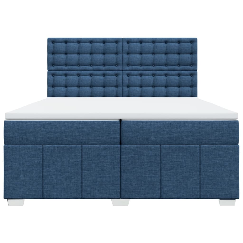 vidaXL Κρεβάτι Boxspring με Στρώμα Μπλε 200x200 εκ. Υφασμάτινο