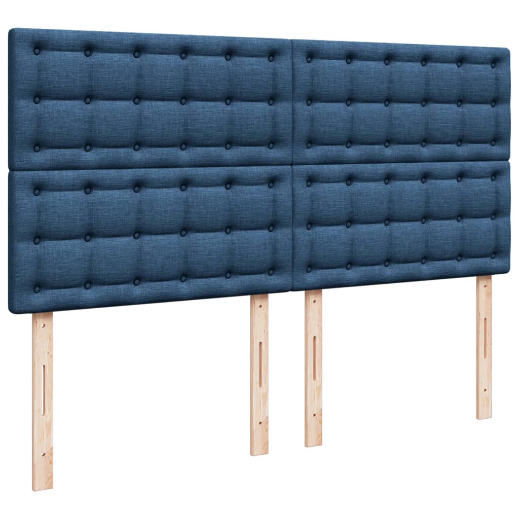vidaXL Κρεβάτι Boxspring με Στρώμα Μπλε 200x200 εκ. Υφασμάτινο