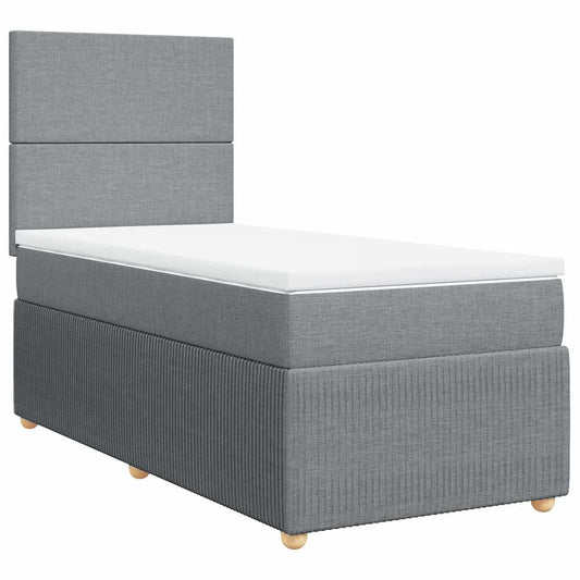 vidaXL Κρεβάτι Boxspring με Στρώμα Ανοιχτό Γκρι 80x200 εκ. Υφασμάτινο