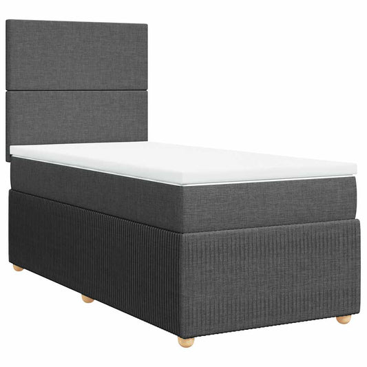 vidaXL Κρεβάτι Boxspring με Στρώμα Σκούρο Γκρι 80x200 εκ. Υφασμάτινο