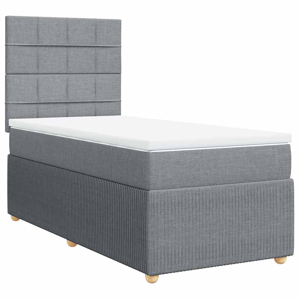 vidaXL Κρεβάτι Boxspring με Στρώμα Ανοιχτό Γκρι 80x200 εκ. Υφασμάτινο