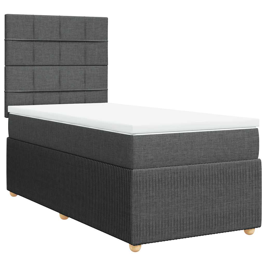 vidaXL Κρεβάτι Boxspring με Στρώμα Σκούρο Γκρι 80x200 εκ. Υφασμάτινο