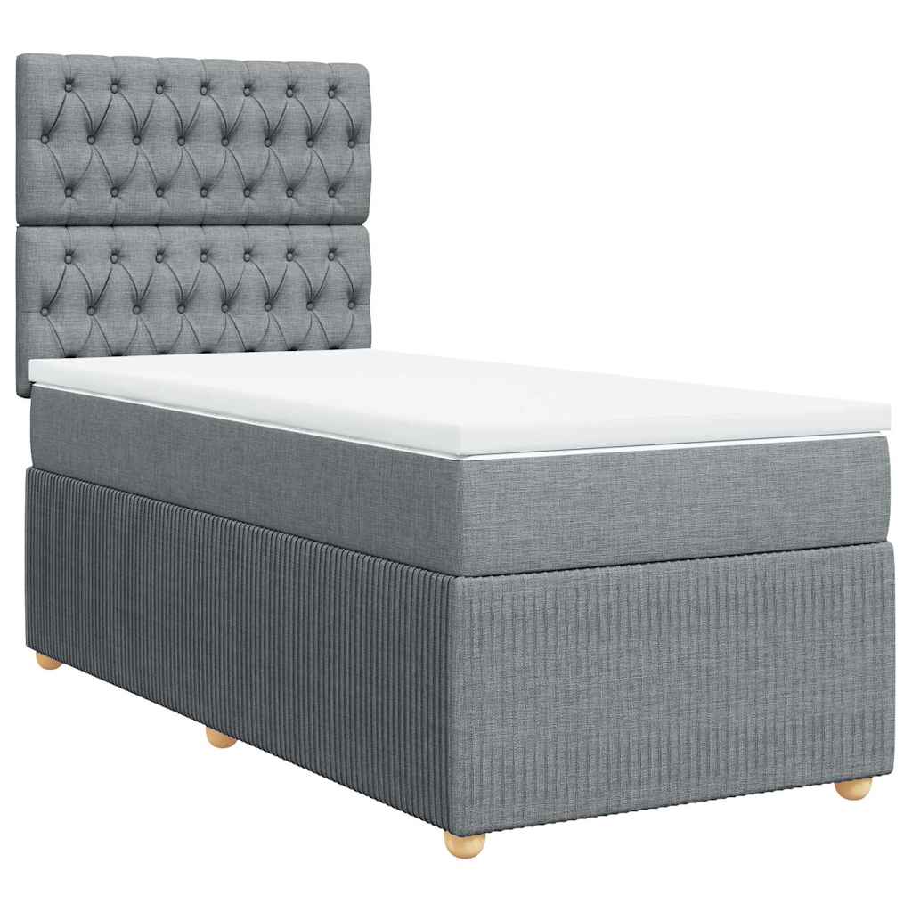 vidaXL Κρεβάτι Boxspring με Στρώμα Ανοιχτό Γκρι 80x200 εκ. Υφασμάτινο