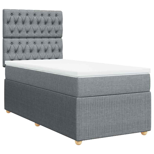 vidaXL Κρεβάτι Boxspring με Στρώμα Ανοιχτό Γκρι 80x200 εκ. Υφασμάτινο