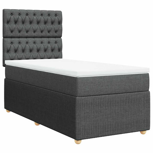 vidaXL Κρεβάτι Boxspring με Στρώμα Σκούρο Γκρι 80x200 εκ. Υφασμάτινο