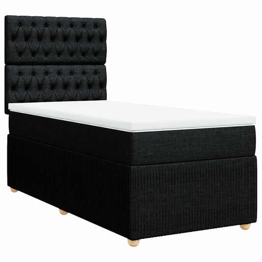 vidaXL Κρεβάτι Boxspring με Στρώμα Μαύρο 80 x 200 εκ. Υφασμάτινο
