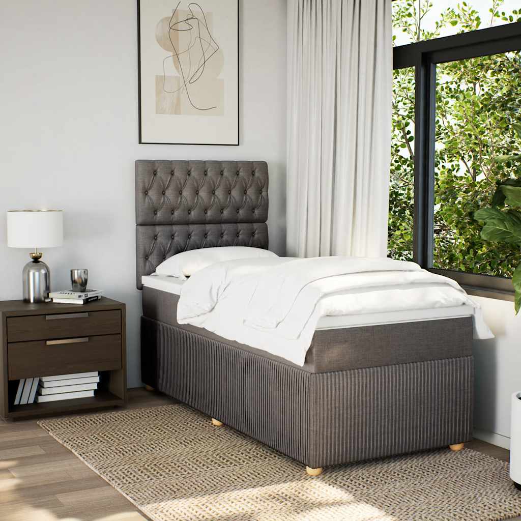 vidaXL Κρεβάτι Boxspring με Στρώμα Taupe 80x200 εκ. Υφασμάτινο