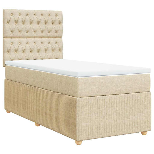 vidaXL Κρεβάτι Boxspring με Στρώμα Κρεμ 80 x 200 εκ. Υφασμάτινο