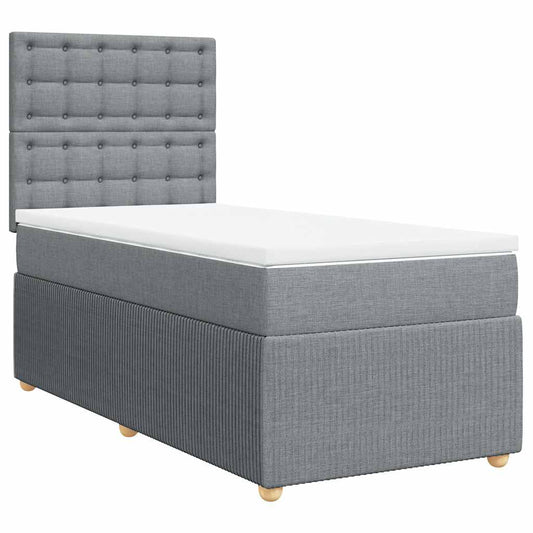 vidaXL Κρεβάτι Boxspring με Στρώμα Ανοιχτό Γκρι 80x200 εκ. Υφασμάτινο