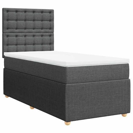 vidaXL Κρεβάτι Boxspring με Στρώμα Σκούρο Γκρι 80x200 εκ. Υφασμάτινο