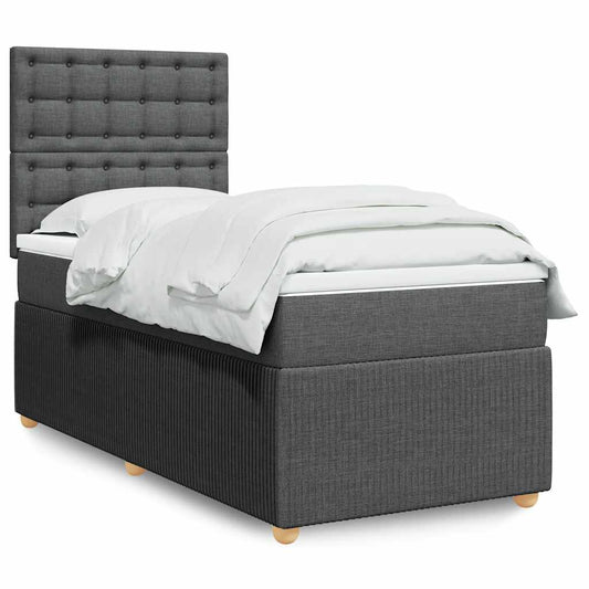 vidaXL Κρεβάτι Boxspring με Στρώμα Σκούρο Γκρι 80x200 εκ. Υφασμάτινο