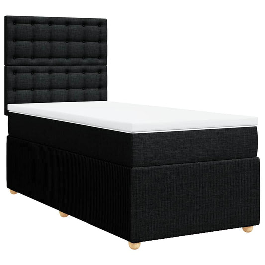 vidaXL Κρεβάτι Boxspring με Στρώμα Μαύρο 80 x 200 εκ. Υφασμάτινο