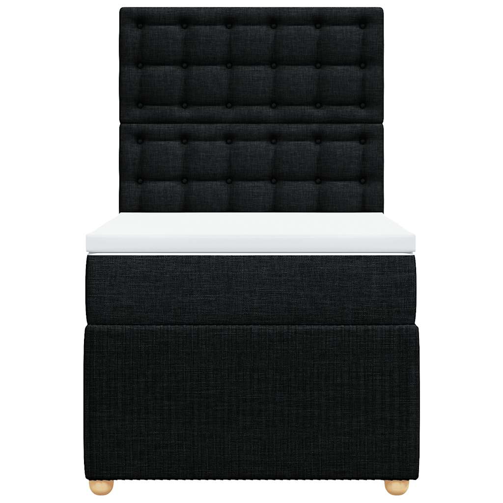 vidaXL Κρεβάτι Boxspring με Στρώμα Μαύρο 80 x 200 εκ. Υφασμάτινο