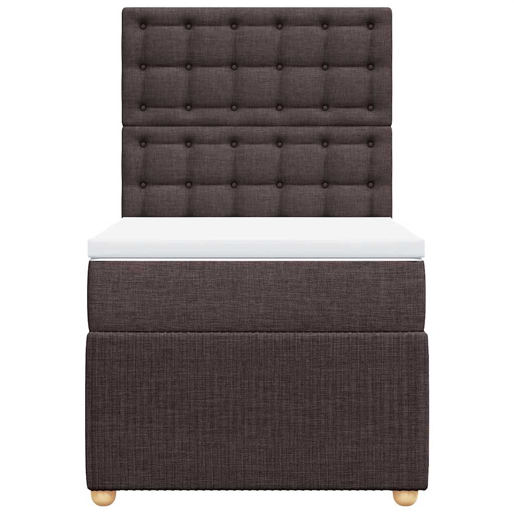 vidaXL Κρεβάτι Boxspring με Στρώμα Σκούρο Καφέ 80x200 εκ. Υφασμάτινο