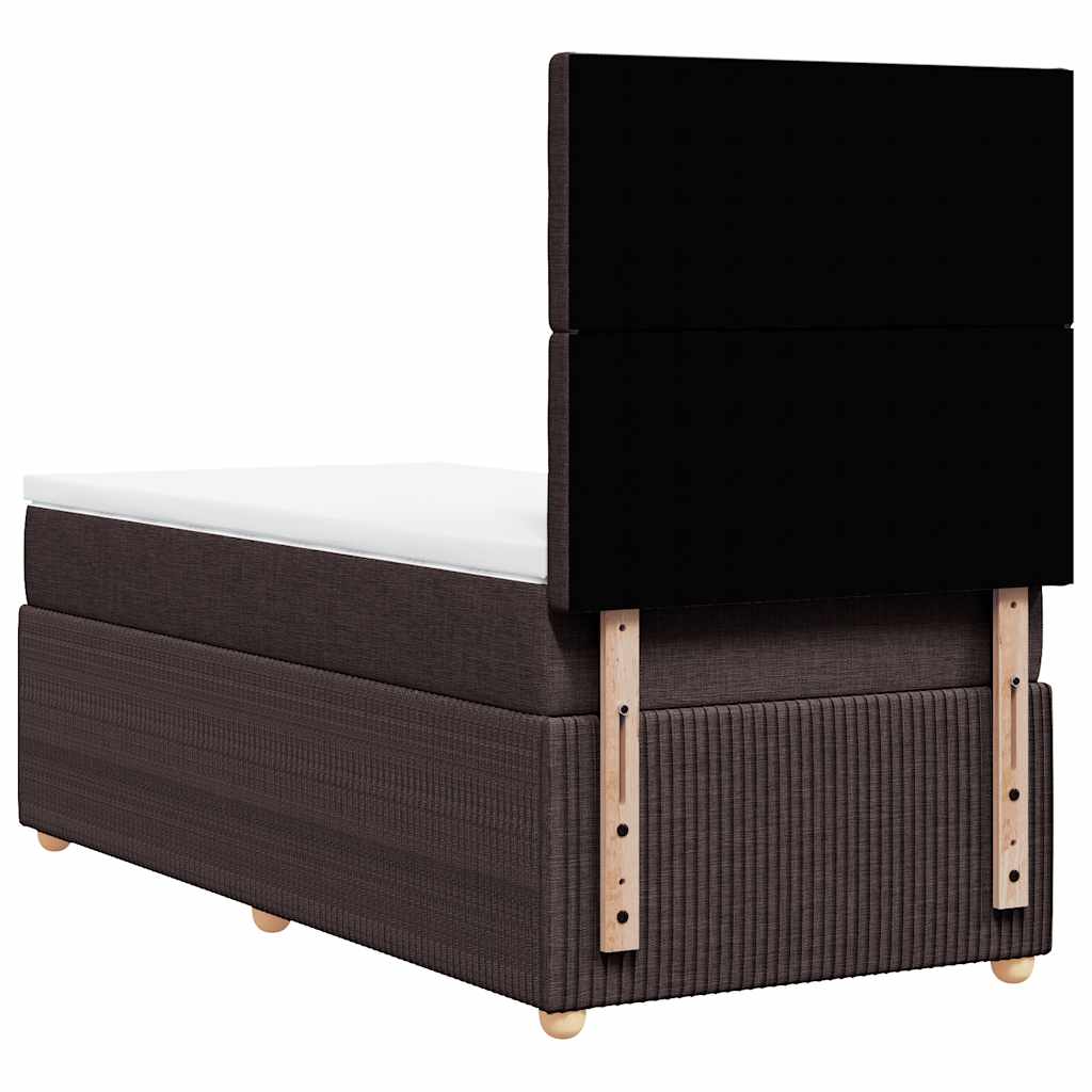 vidaXL Κρεβάτι Boxspring με Στρώμα Σκούρο Καφέ 80x200 εκ. Υφασμάτινο