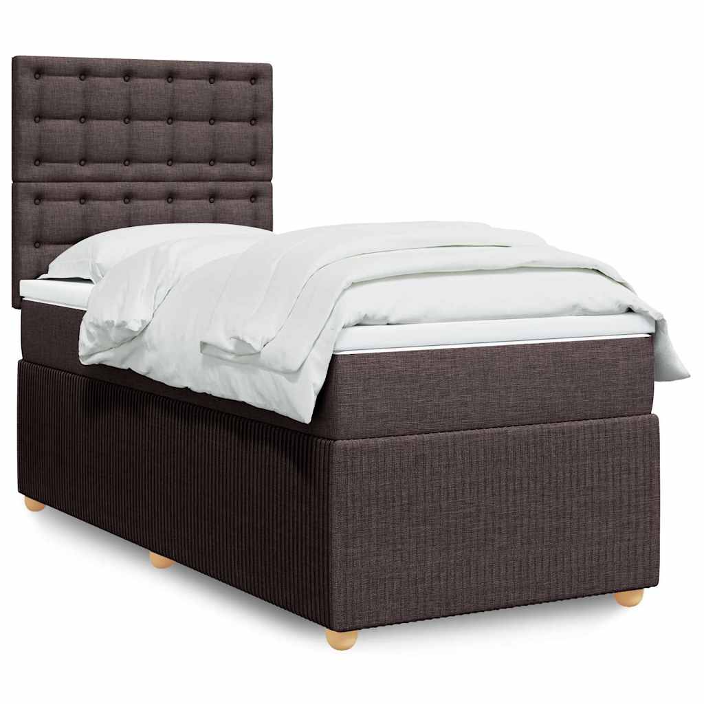 vidaXL Κρεβάτι Boxspring με Στρώμα Σκούρο Καφέ 80x200 εκ. Υφασμάτινο