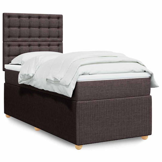 vidaXL Κρεβάτι Boxspring με Στρώμα Σκούρο Καφέ 80x200 εκ. Υφασμάτινο