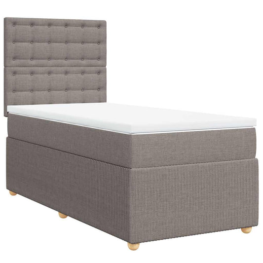vidaXL Κρεβάτι Boxspring με Στρώμα Taupe 80x200 εκ. Υφασμάτινο